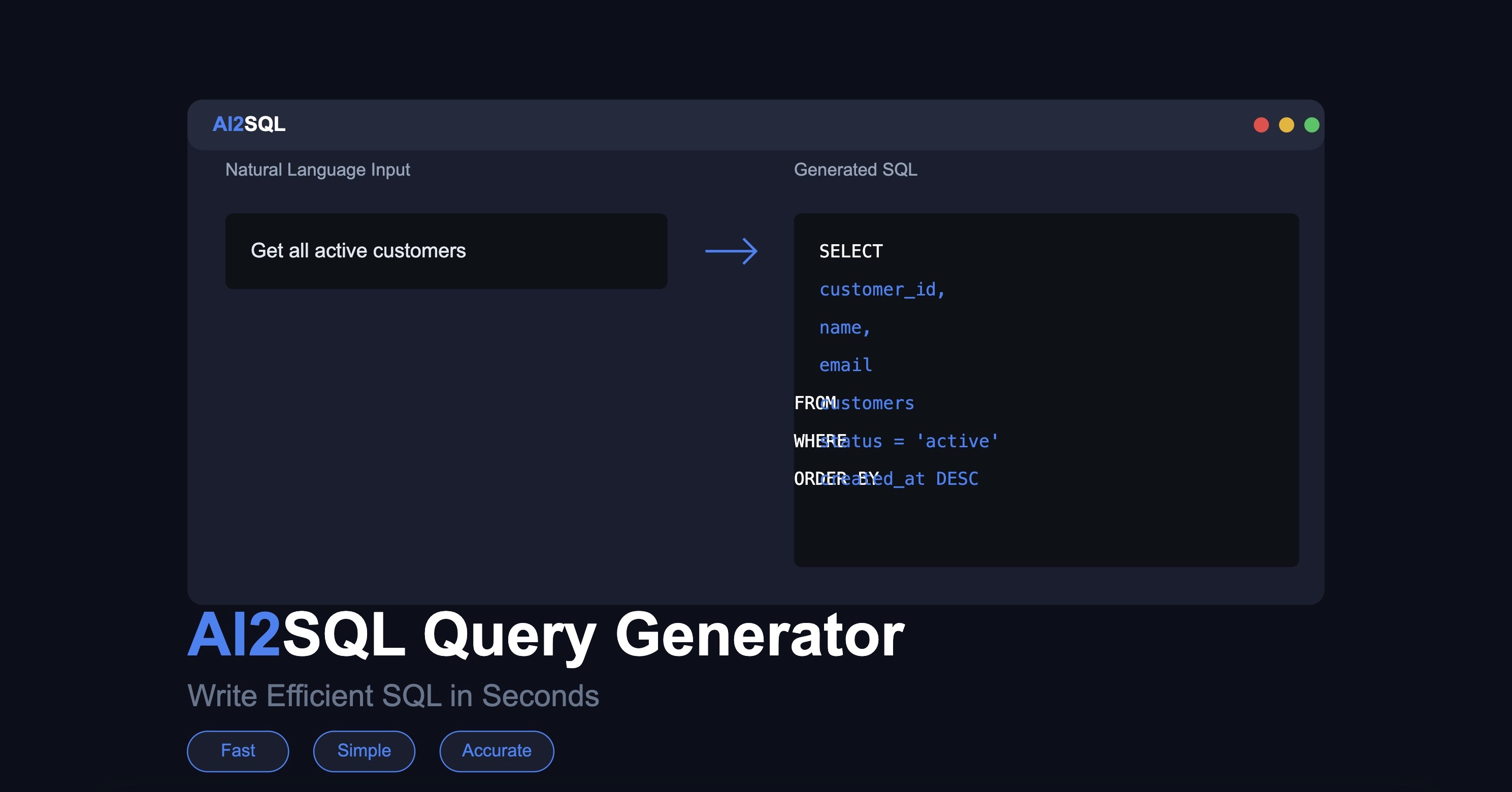 AI2sql preview