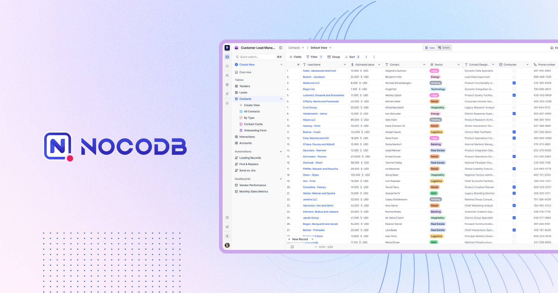 NocoDB preview