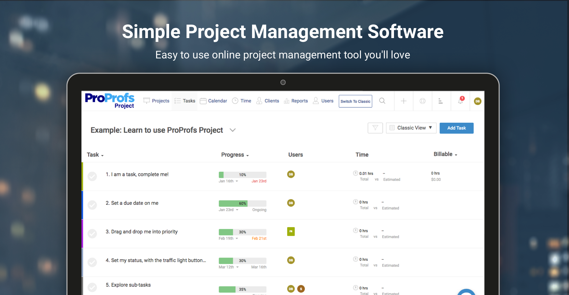 ProProfs Project preview