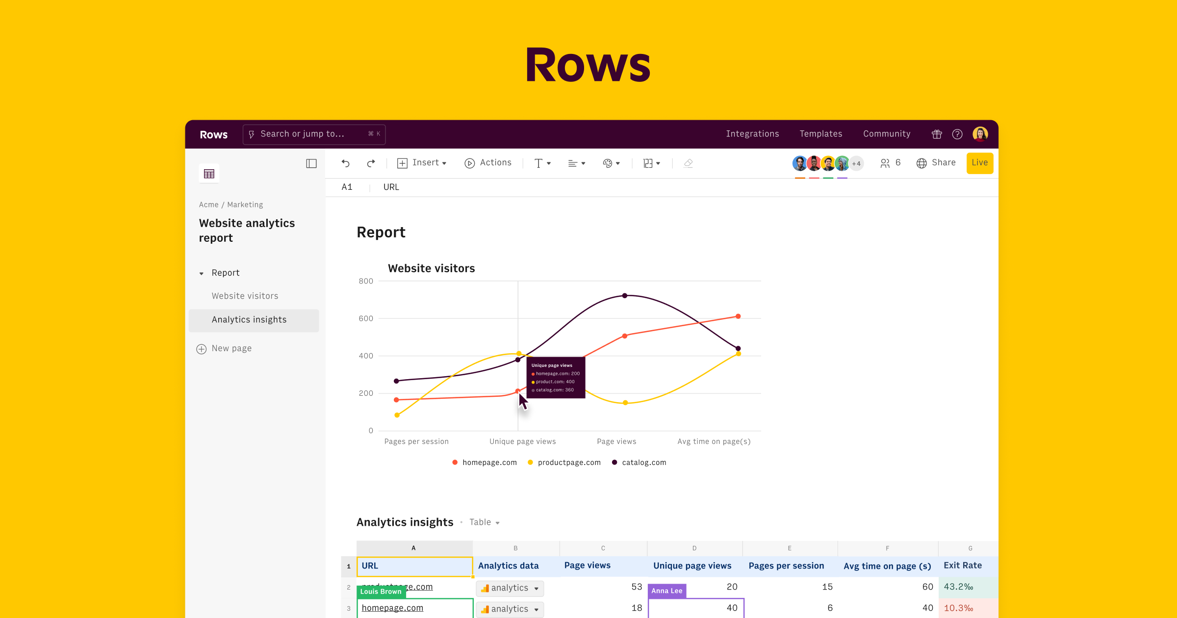 Rows preview