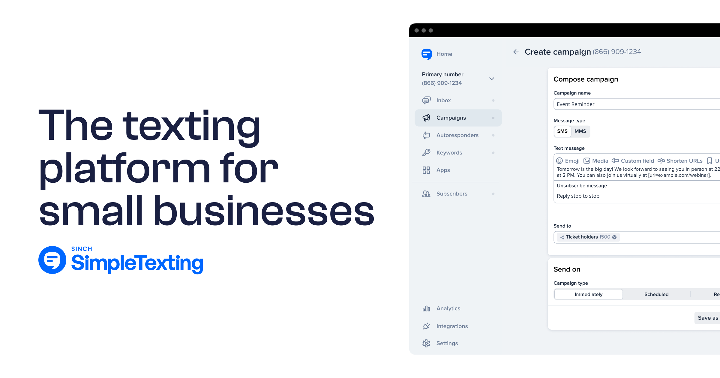 SimpleTexting preview