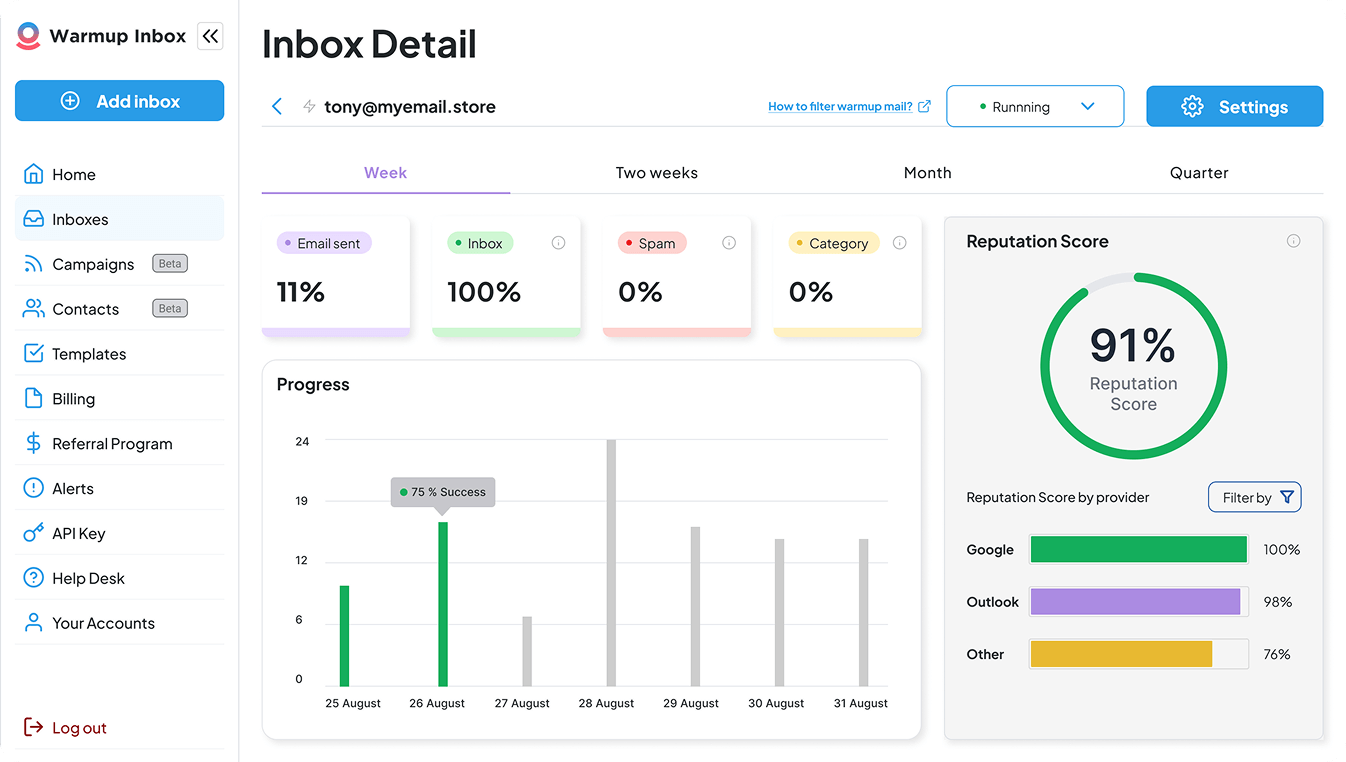 WarmupInbox preview